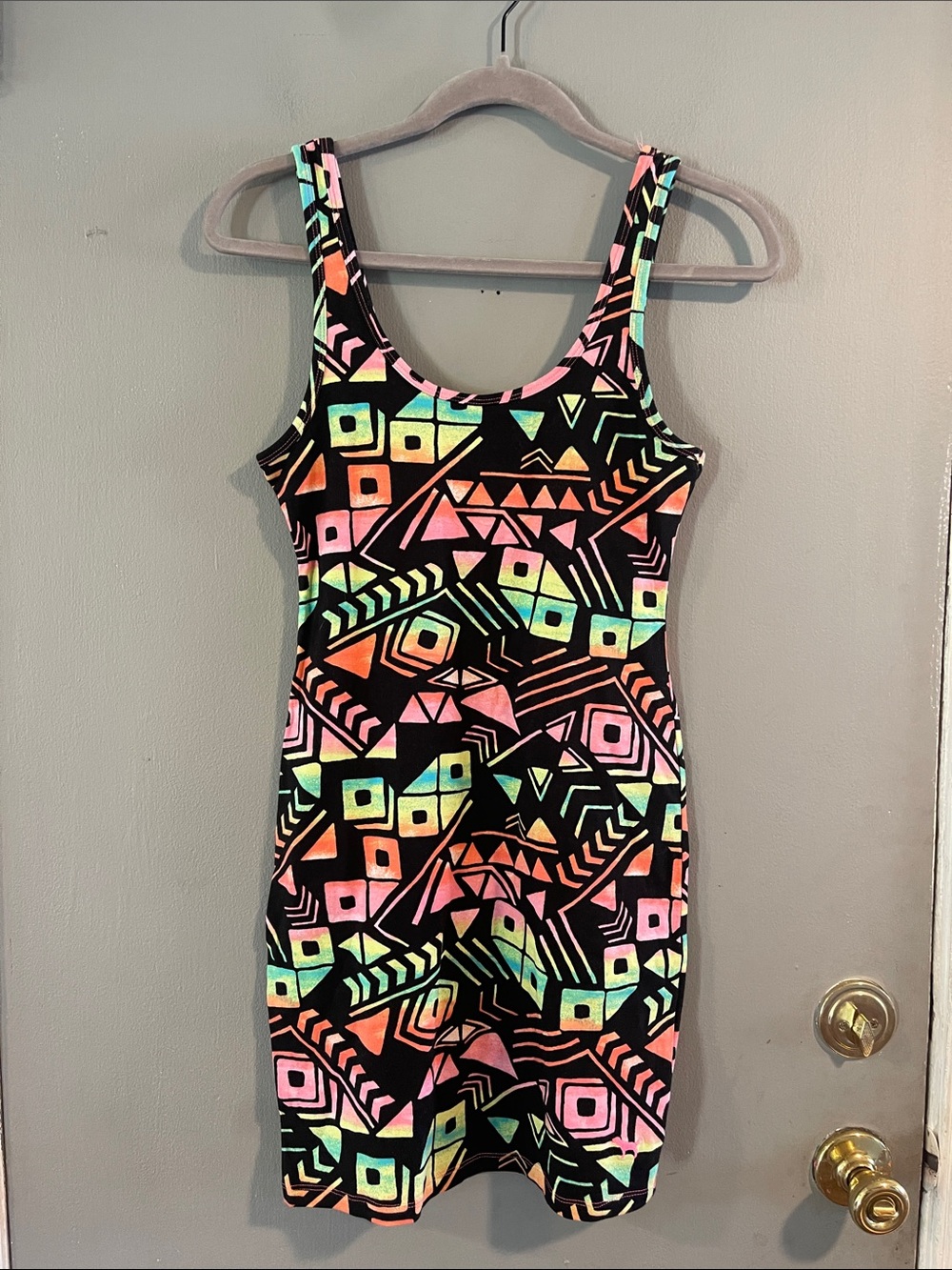 Y2K Vintage VS Pink Rainbow Aztec Mini Stretchy Dress Swimsuit Cover Size XS